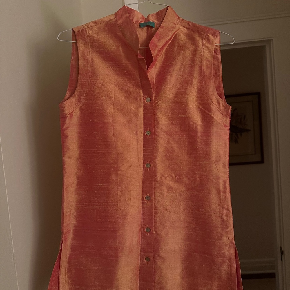 Silk shantung long top